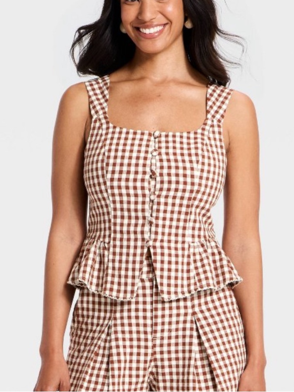 Gingham Button-Front Peplum Tank from Target